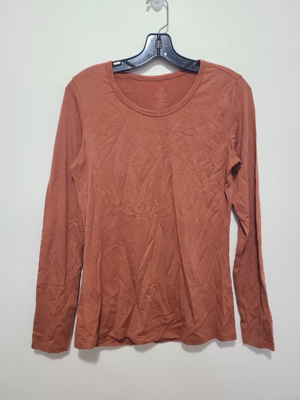WoolX Remi Merino Wool Blend Shirt Top Womens Sz M  Long Sleeve OrangeBase Layer